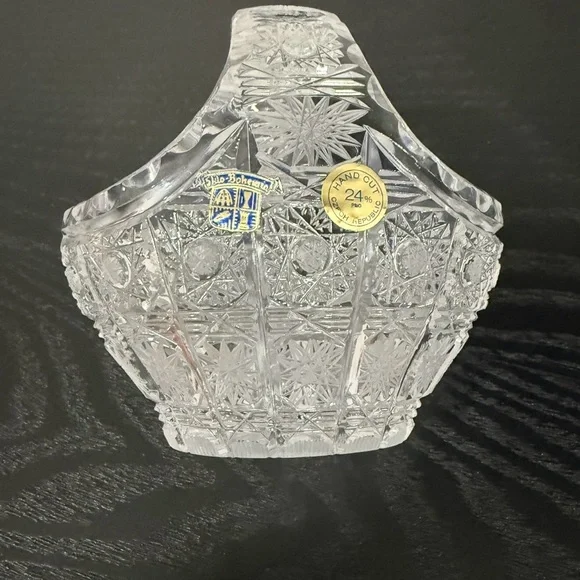 Bohemian Crystal Basket Vase
